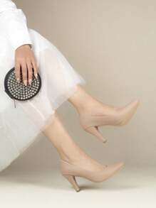 Stiletto con tacon delgado mediano - Beis - Ver 6