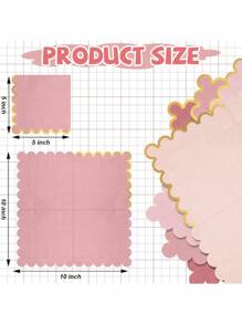 100 chiếc khăn ăn cocktail hình vỏ sò màu hồng 5 x 5 inch có điểm nhấn bằng giấy bạc màu vàng cho cô dâu, đồ dùng tiệc theo chủ đề sinh nhật, đồ ăn tối cưới, đồ trang trí bàn ăn (2 lớp) - Nhiều màu - Xem 2