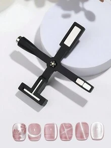 1pc Dụng cụ làm móng nam châm hình mắt mèo hình trụ đa chức năng năm trong một mới - màu đen - Xem 5