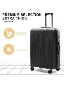 Travel Suitcase, Fashionable Luggage, Fashionable 20 Inch Suitcase, Swivel Wheel, 24 Inch Male And Female Student Boarding Password Suitcase, 28 Inch Storage Box, Wear-Resistant And Large Capacity ,Simple Deluxe Carry On Luggage Airline Approved With TSA Lock Hard Shell Carry On Suitcase Lightweight Suitcases With Wheels Small Luggage For Men Women - Black - View 5