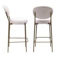 Counter Height Bar Stools,Modern Counter Stool Faux Leather Barstools With BackMetal BaseUpholsteredArmless,For Kitchen BistroPub - White - View 4