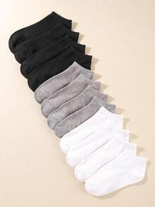 5/6/12 Đôi Tất Ngắn Unisex, Tất Cổ Thấp Nhẹ, Khử Mùi, Vớ Cổ Thuyền/Cổ Cao, Đa Năng - đen + trắng 5 - Xem 4