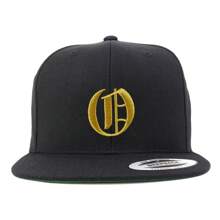 Old English Gold O Embroidered Snapback Flatbill Baseball Cap