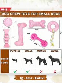 Set de 4 juguetes para masticar de diferentes formas para perros, adecuados para cachorros, lindos juguetes rosas para perros pequeños, juguetes para la dentición de cachorros, suaves y duraderos juguetes interactivos para masticar, para razas pequeñas