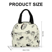 保温午餐袋，铝箔内衬，牛津布野餐袋，可洗，手提餐袋，适用于工作、野餐、寿司、水果便当盒户外沙滩配件野餐家居必需品返校用品工作包露营包小卡通女士儿童女士男孩女孩 - 米色 - 查看 2
