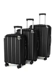 20/24/28" Inch Luggage Suitcase With 8 Spinner Wheels, PC Hardside Lightweight Suitcase With Cloud Design, Lockbox Bag For School School Accessories School Stuff - Black - View 1