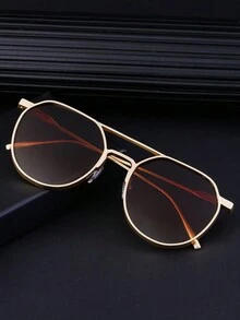 新款复古椭圆框男士时尚眼镜，休闲街头潮流金属双桥款驾驶防晒眼镜，适合日常佩戴和跨境批发 - 彩色 - 查看 6