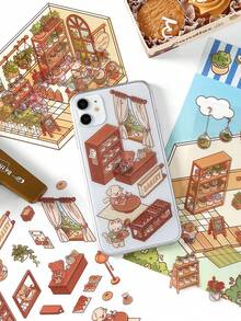 Self-Made Library, Sunshine Greenhouse Infeel.Me Open Series PET Stickers Cute Cartoon Planner DIY Scenery Decor Stickers - Multicolor - View 3