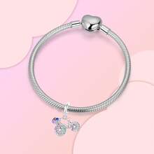 镀银吊饰旋转自行车彩色花篮自行车小车系列吊饰吊坠球适用于手链 DIY 女士珠宝 - 吊墜 - 查看 8