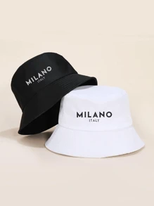 2 Packs Of Colorful Unisex MILANO Letter Pattern Couple Bucket Hats, Suitable For Outdoor Travel, Beach Vacation, Sun Protection, Suitable For Festivals And Casual Fashion Matching, Best Holiday Gift Men's Sun Hat Summer Hat, Suitable For Summer Outdoor Activities Such As Hiking And Fishing