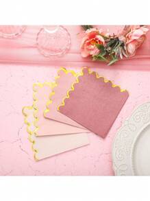 100 chiếc khăn ăn cocktail hình vỏ sò màu hồng 5 x 5 inch có điểm nhấn bằng giấy bạc màu vàng cho cô dâu, đồ dùng tiệc theo chủ đề sinh nhật, đồ ăn tối cưới, đồ trang trí bàn ăn (2 lớp) - Nhiều màu - Xem 4