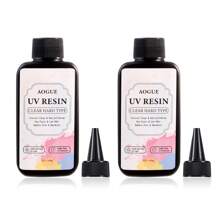 100g/200g/300g 透明环氧树脂 UV 胶水工具包，快速固化，不发黄，无气泡，适合初学者 DIY 珠宝和工艺品，带移液器搅拌器量杯指套 - 彩色 - 查看 11