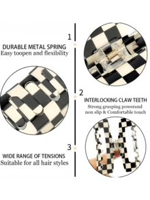 2 Kẹp tóc caro Kẹp tóc caro vuông Kẹp tóc chống trượt dễ thương Kẹp tóc hình chữ nhật giữ chặt nhiều màu caro cổ điển - Nhiều màu - Xem 5