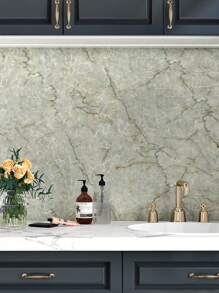 1 卷自粘壁纸，绿色大理石图案接触纸，即撕即贴，防水可移除客厅厨房卧室宿舍壁纸，家具翻新壁纸，美学壁纸 - 彩色 - 查看 5