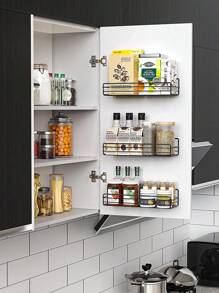 1/2 件免钻厨房调料架，壁挂式收纳架，大容量橱柜门储物架 - 白色 - 查看 2