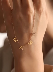 1 件个性化不锈钢名字字母项链，26 个字母线圈吊坠女士吊坠首饰，家庭成员礼物不锈钢镀金英文字母项链复古时尚个性化设计嘻哈甜美酷小丑，适合男女在街头日常通勤派对佩戴（仅限英文字母定制），适合周年纪念日、生日、毕业典礼、舞会、派对，女士项链 - 彩色 - 查看 2