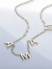 1 件个性化不锈钢名字字母项链，26 个字母线圈吊坠女士吊坠首饰，家庭成员礼物不锈钢镀金英文字母项链复古时尚个性化设计嘻哈甜美酷小丑，适合男女在街头日常通勤派对佩戴（仅限英文字母定制），适合周年纪念日、生日、毕业典礼、舞会、派对，女士项链 - 彩色 - 查看 7