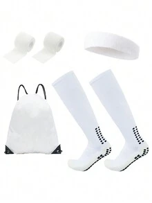 Túi bóng đá 4 món, Tất bóng đá, Băng quấn, Khăn trùm đầu, Tất bóng đá thể thao nam, Bộ tập luyện bóng đá chuyên nghiệp - Nhiều màu - Xem 9