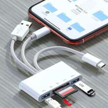 带充电端口的 5 合 1 USB OTG 适配器，兼容智能手机、SD/TF 读卡器、iPad、 - 白色 - 查看 1