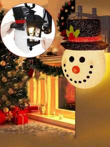 12 英寸圣诞雪人门廊灯罩，户外室内节日装饰灯罩，适用于车库灯、入口、庭院、花园、小路、户外派对灯，适用于圣诞树圣诞派对装饰花园露台 - 彩色 - 查看 4