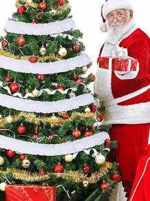 白色绿色圣诞树裙，仿兔毛条，白色绒毛涤纶丝带，圣诞装饰白色兔毛绒条，圣诞树装饰条，雪景布置，DIY圣诞花环，衣柜楼梯装饰花环，DIY节日装饰，DIY毛绒工艺品，适用于婚礼、节日、派对、圣诞节、派对装饰 - 彩色 - 查看 7