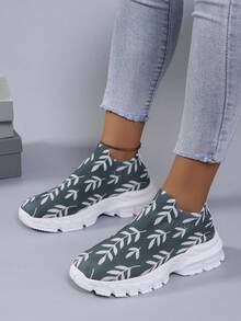 Giày tất co giãn 2024 dành cho nữ, giày thể thao đế dày cổ cao thường ngày, bốt ngắn dệt kim thoáng khí - Nhiều màu - Xem 6