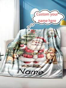 Personalized Santa Claus Christmas Blanket - Soft, Warm Flannel With Custom Name Option - Perfect For Couch, Bed, Office & Travel - Ideal Gift For Couples, Friends & Family - Multicolor - View 6