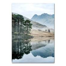 1 tấm áp phích in vải canvas phong cảnh thiên nhiên Bắc Âu động vật bò hươu hồ tuyết núi rừng đường sắt nghệ thuật treo tường tranh trang trí hình ảnh không có khung - Nhiều màu - Xem 23