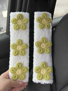 1pc/2pcs Car Seat Belt Lamb Hair Shoulder Protection Three Flower Shoulder Protection Cover Spring Autumn Winter Universal - one-size - View 11