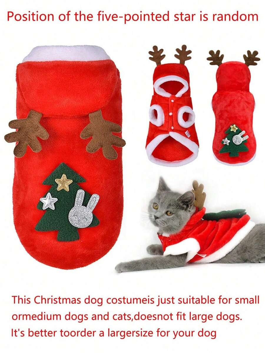 1pc Pet Dog Cat Christmas Costume, Christmas Reindeer Horns With