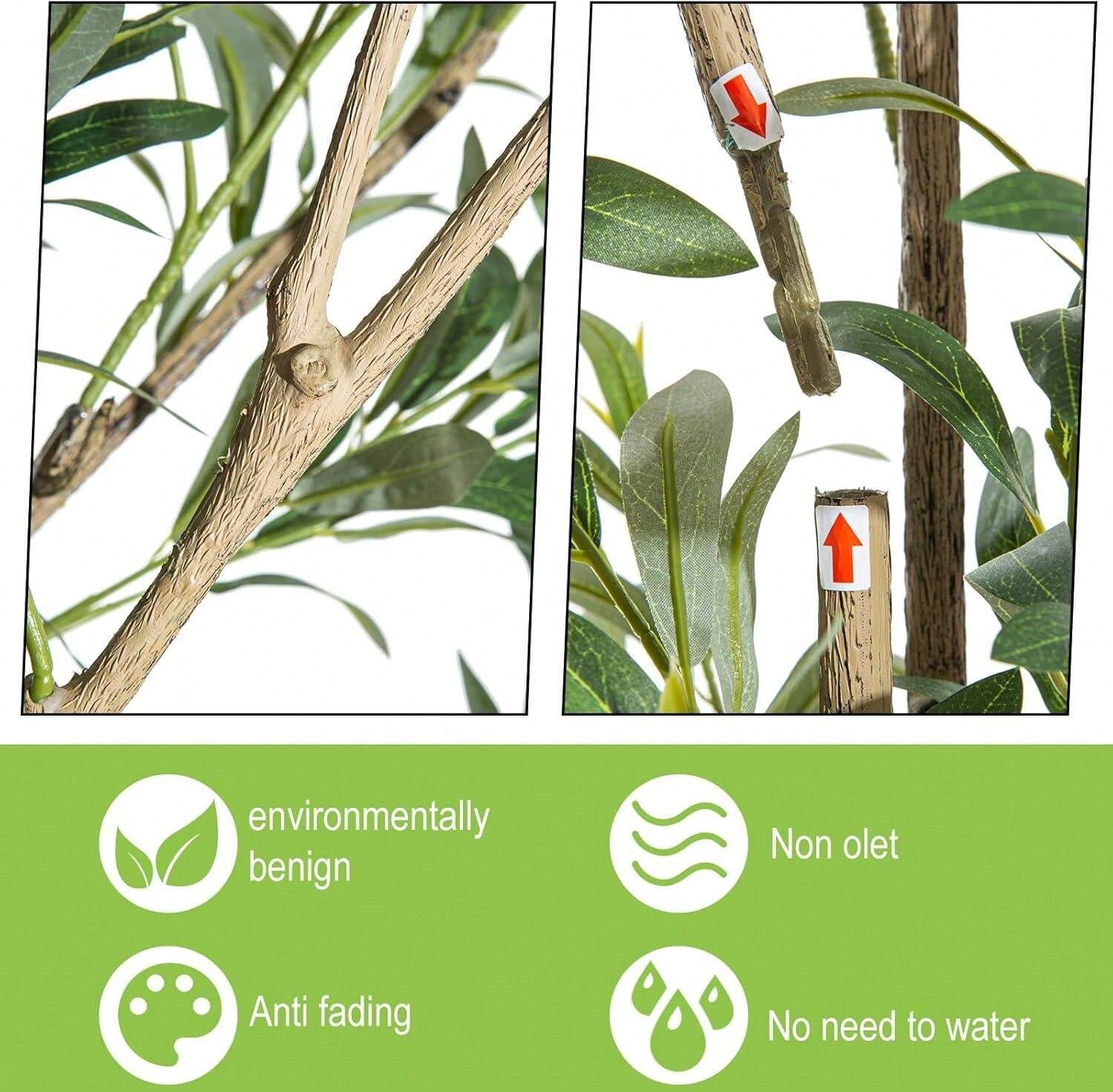 Artificial Olive Tree Tall Fake Potted Olive Silk Tree With Planter