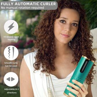 Automatisk locktång, sladdlös automatisk hårrullare, keramisk roterande hårrullare med 6 temp och timer, bärbar uppladdningsbar locktång, automatisk avstängning, snabbvärmande strykjärn för styling