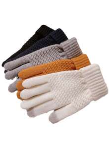 1 双冬季毛绒触屏手套，保暖防风防滑骑行驾驶手套，户外运动双层加厚，时尚优质 - 彩色 - 查看 2