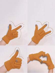 1 双冬季毛绒触屏手套，保暖防风防滑骑行驾驶手套，户外运动双层加厚，时尚优质 - 彩色 - 查看 7