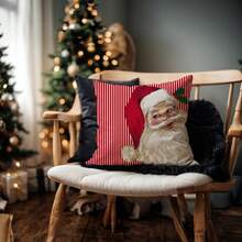 4pcs Christmas Decoration Pillowcase Red And White Polka Dot Santa Claus Snowflakes Christmas Balls Snow Christmas Tree Winter Holiday Pillow Decoration Cushion Cover Single Side No Pillow Core