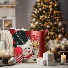 4pcs Christmas Decoration Pillowcase Red And White Polka Dot Santa Claus Snowflakes Christmas Balls Snow Christmas Tree Winter Holiday Pillow Decoration Cushion Cover Single Side No Pillow Core