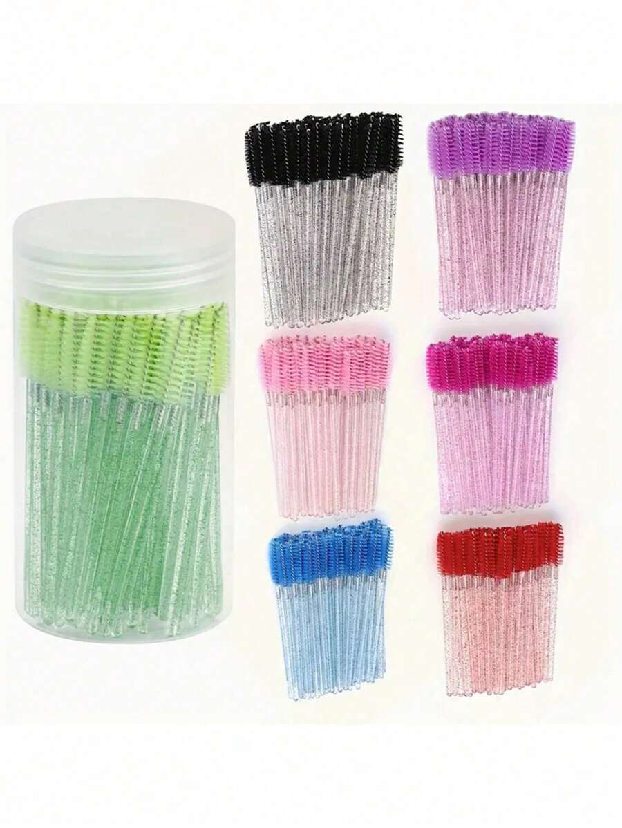 1 Set Disposable Eyelash Extension Brushes - 10/50/100pcs, Professional Makeup Tools For Mascara And Eyebrow Grooming, Salon And Home Use - Multicolor - View 1