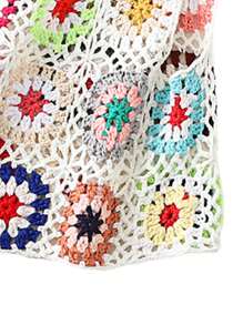 Womens Crochet Tank Top Knit Colorful Floral Embroidery Summer Boho Camisole Hollow Out Top - trắng - Xem 4