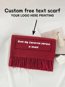 1pc Customized Printed Any Text High-End Scarf, Solid Color Minimalist Warm Scarf, Autumn/Winter - Scarf - View 18
