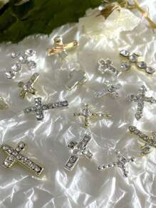 novani 3pcs/Box Vintage Tooth Gems, Crystal Rhinestone Metal Cross Tooth Gems, Diamond-Shaped Crystal Stones Metal Dental Jewelry - Gold - View 9