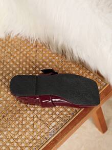 2024春秋新款经典女士平底鞋，芭蕾平底鞋 - 酒紅色 - 查看 6