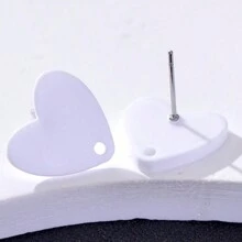 20pcs Colorful Acrylic Heart Shaped Earring Studs For Women, Jewelry DIY Accessories Valentines