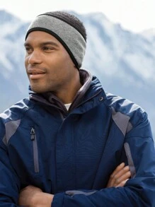 1 件羊毛双层刺绣头带，护耳头带，保暖头带 - 黑色 - 查看 3