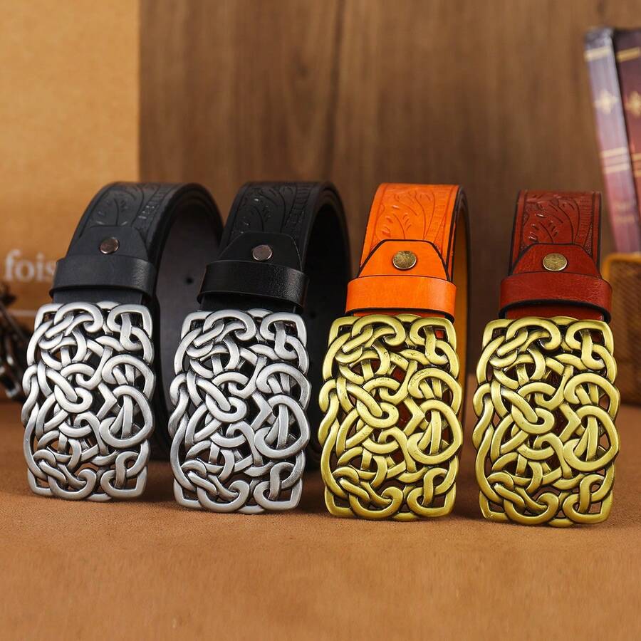 凯尔特结金色和银色花卉波西米亚风休闲街头服饰 PU 皮革四季皆宜 - 彩色 - 查看 1