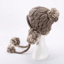 1 件装 女士水钻装饰针织绒球冬季雪帽滑雪护耳帽 - 無簷套頭帽 - 查看 6