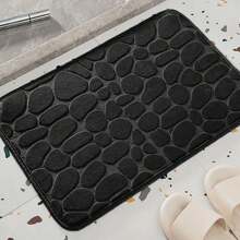 1 件大号浮雕石纹多用途防滑浴室垫，适用于浴室、卫生间、门口和其他家居装饰，所有季节，可机洗家居浴室装饰浴室地毯地毯户外地毯门垫夏季浴室配件 - 黑色 - 查看 18