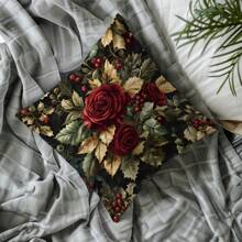 1 Stück 18"X18" elegante vintage Rose Deko Kissenbezug (einseitiger Muster), geeignet für Heimdekoration, Sofa, Bett oder Fenstersitzauflage (Kissenfüllung nicht enthalten)