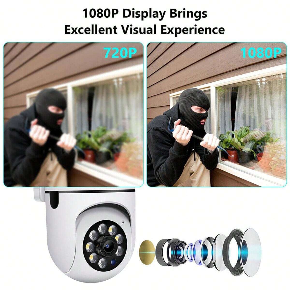 2mp 1080p Hd Wireless Security Camera For Indoor & Outdoor Use, PTZ