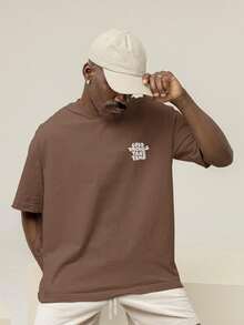 Men's Oversized T-Shirt 100% Premium Cotton Good Time Streetwear Shirt - 鏽棕色 - 查看 2