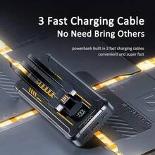 Power Bank Batería Portátil 30000mah YISEN Carga rápida de 22.5w 3 cables incorporados con luz LED - Negro - Ver 5